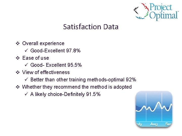 Satisfaction Data v Overall experience Good-Excellent 97. 8% v Ease of use Good- Excellent