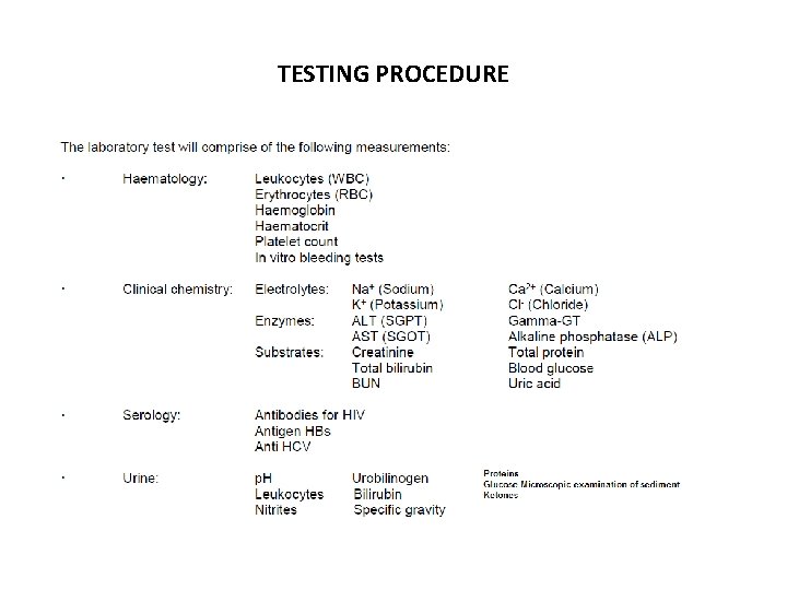 TESTING PROCEDURE 