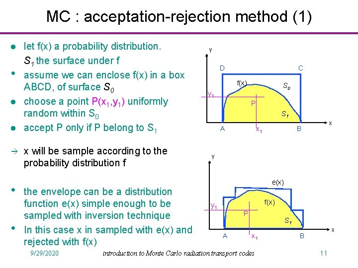 MC : acceptation-rejection method (1) l • l l • • let f(x) a