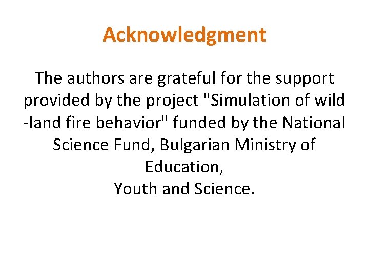 Acknowledgment The authors are grateful for the support provided by the project "Simulation of