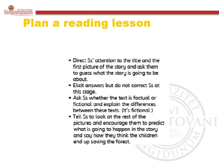 Plan a reading lesson 