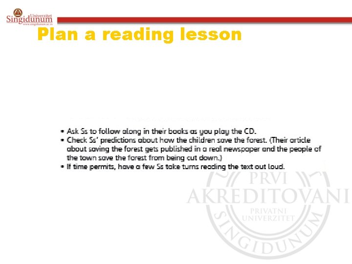 Plan a reading lesson 