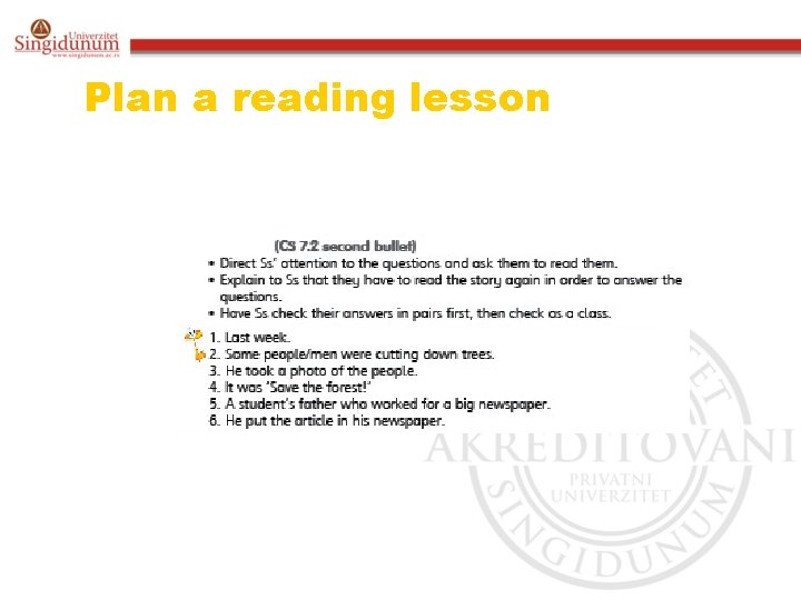 Plan a reading lesson 