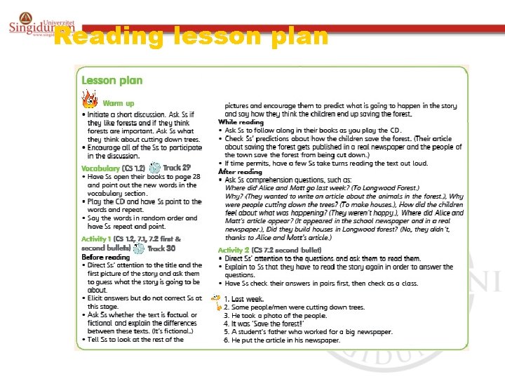 Reading lesson plan 