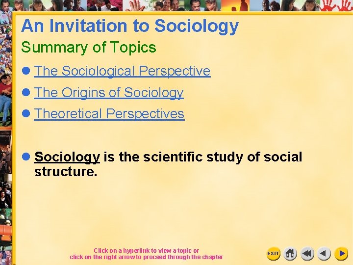 An Invitation to Sociology Summary of Topics The Sociological Perspective The Origins of Sociology