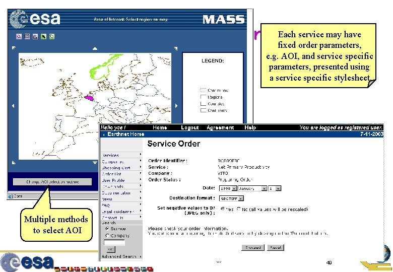 Each service may have AOI Selection (cont’d) fixed order parameters, e. g. AOI, and