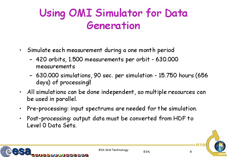 Using OMI Simulator for Data Generation • Simulate each measurement during a one month