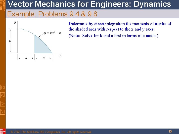 Seventh Edition Vector Mechanics for Engineers: Dynamics Example: Problems 9. 4 & 9. 8 Seventh Edition Vector Mechanics for Engineers: Dynamics Example: Problems 9. 4 & 9. 8
