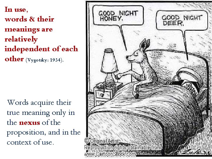 In use, words & their meanings are relatively independent of each other (Vygotsky: 1934).