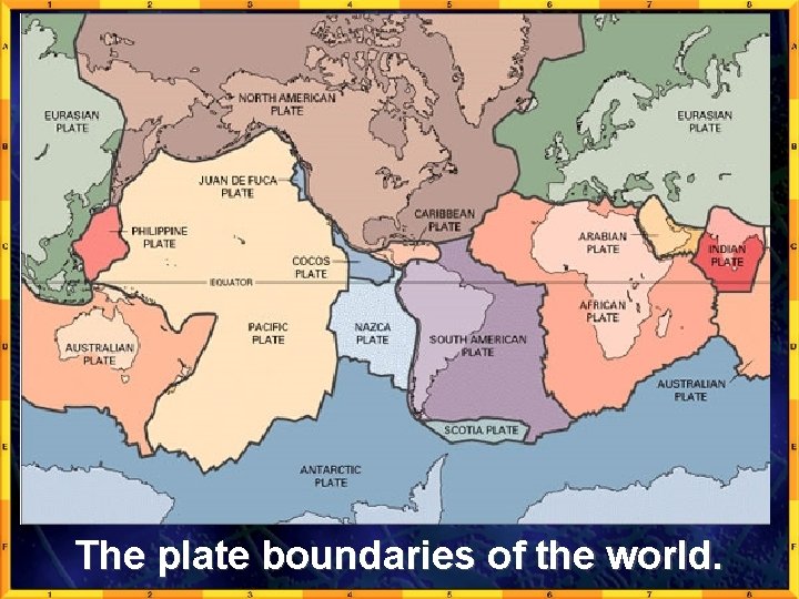 The plate boundaries of the world. 