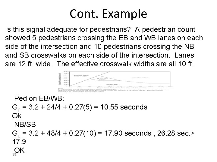 Cont. Example Is this signal adequate for pedestrians? A pedestrian count showed 5 pedestrians