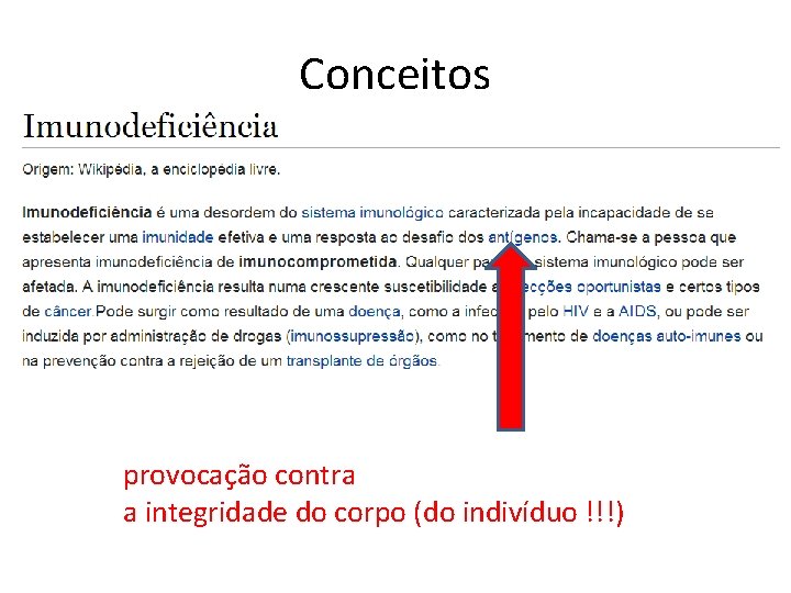 Conceitos provocação contra a integridade do corpo (do indivíduo !!!) 