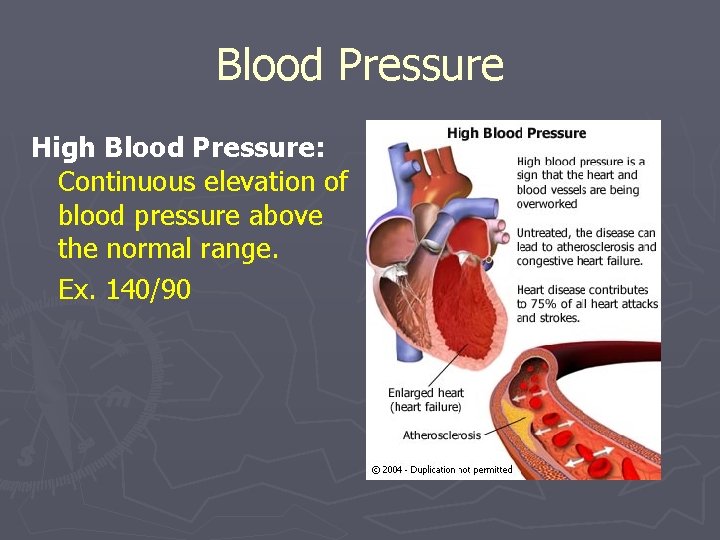 Blood Pressure High Blood Pressure: Continuous elevation of blood pressure above the normal range.