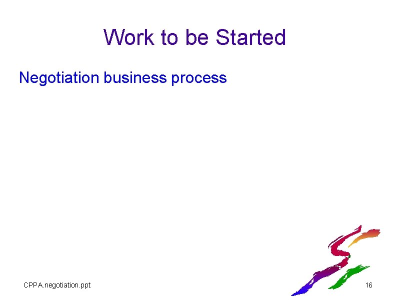 Work to be Started Negotiation business process CPPA. negotiation. ppt 16 Work to be Started Negotiation business process CPPA. negotiation. ppt 16