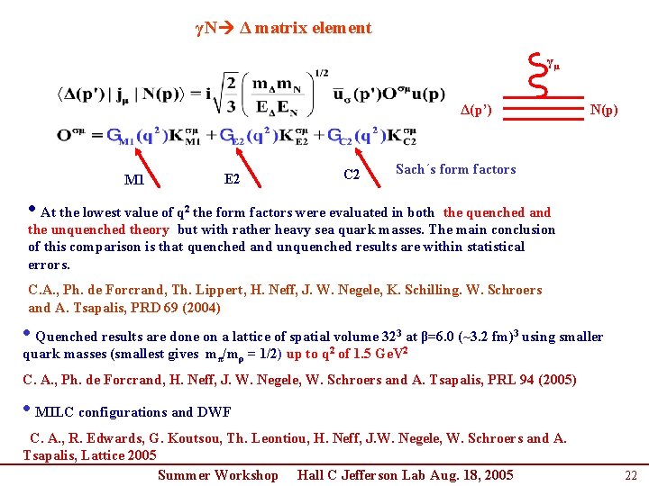 γN Δ matrix element γμ Δ(p’) E 2 M 1 • At the lowest γN Δ matrix element γμ Δ(p’) E 2 M 1 • At the lowest