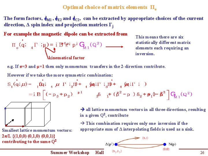 Optimal choice of matrix elements Πσ The form factors, GM 1 , GE 2 Optimal choice of matrix elements Πσ The form factors, GM 1 , GE 2