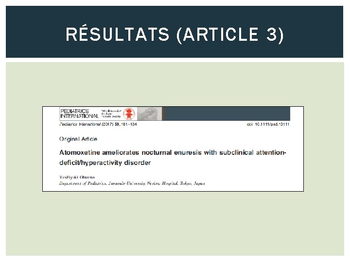 RÉSULTATS (ARTICLE 3) 