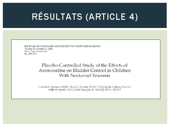RÉSULTATS (ARTICLE 4) 