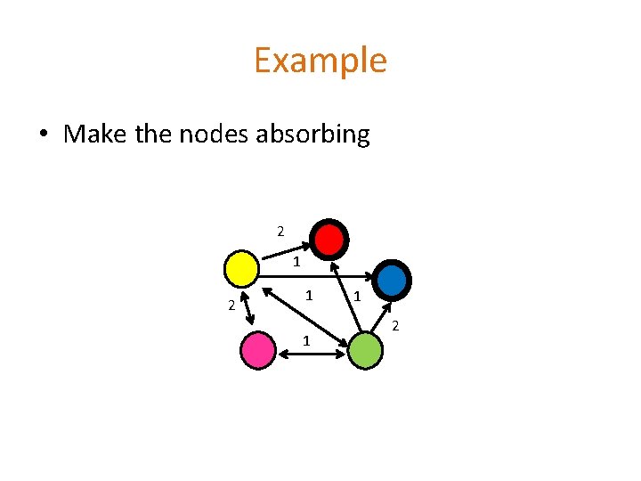 Example • Make the nodes absorbing 2 1 1 1 2 Example • Make the nodes absorbing 2 1 1 1 2
