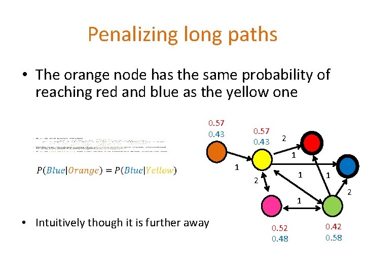 Penalizing long paths • The orange node has the same probability of reaching red Penalizing long paths • The orange node has the same probability of reaching red