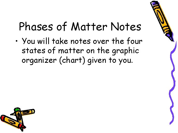 Phases of Matter Notes • You will take notes over the four states of