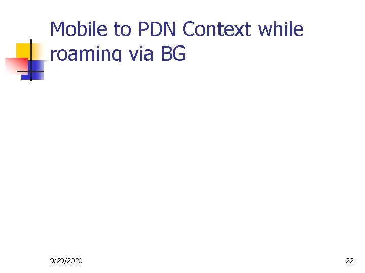 Mobile to PDN Context while roaming via BG 9/29/2020 22 