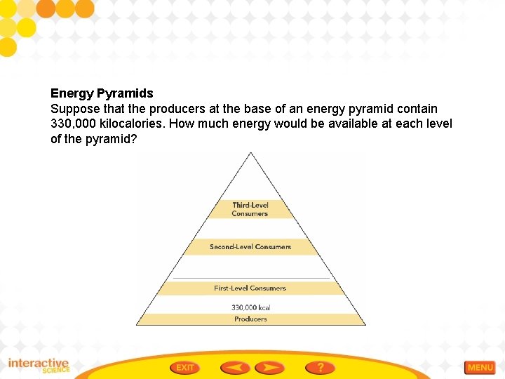 Energy Pyramids Suppose that the producers at the base of an energy pyramid contain