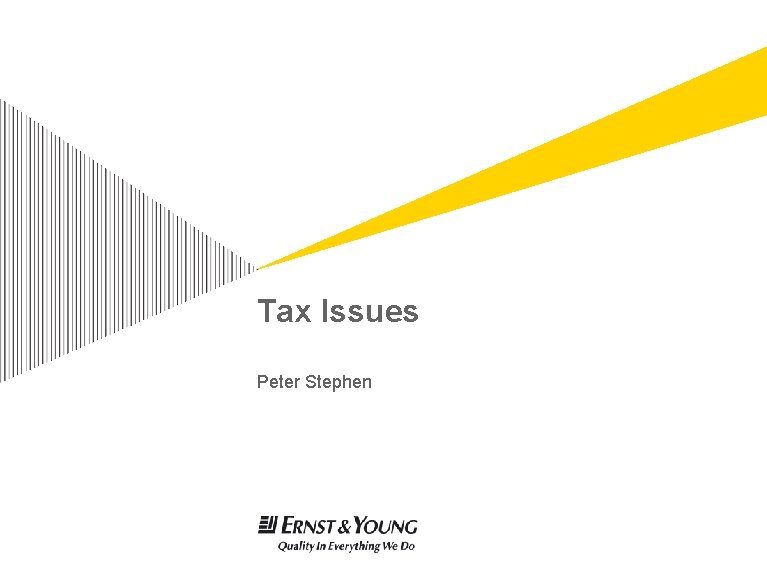 Tax Issues Peter Stephen 