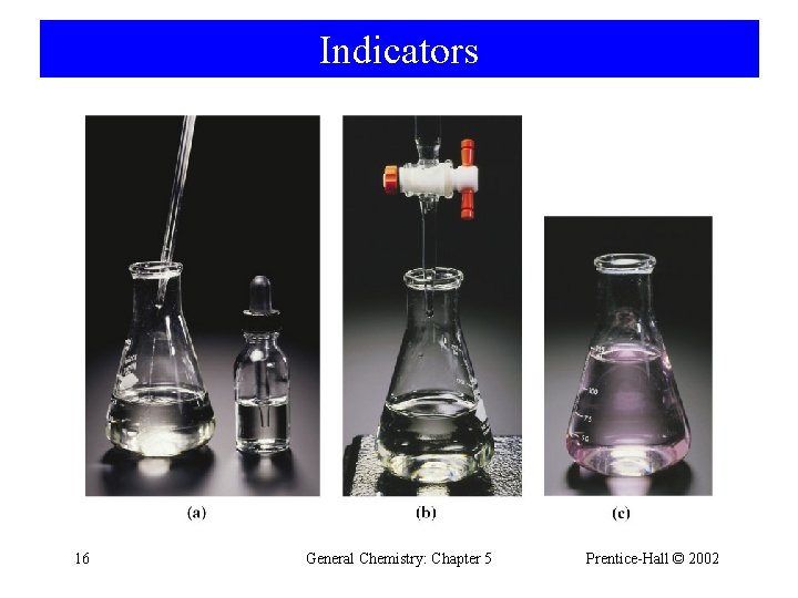 Indicators 16 General Chemistry: Chapter 5 Prentice-Hall © 2002 