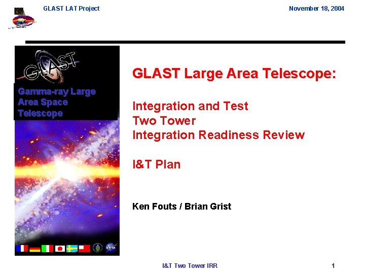 GLAST LAT Project November 18, 2004 GLAST Large Area Telescope: Gamma-ray Large Area Space
