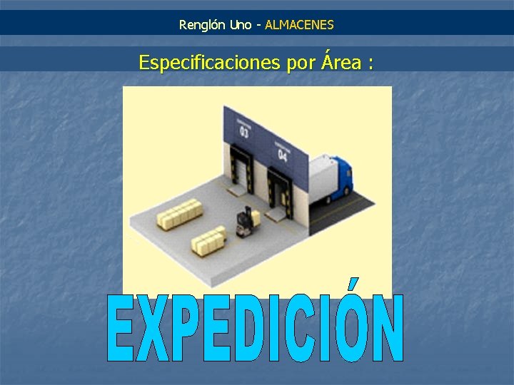 Renglón Uno - ALMACENES Especificaciones por Área : 