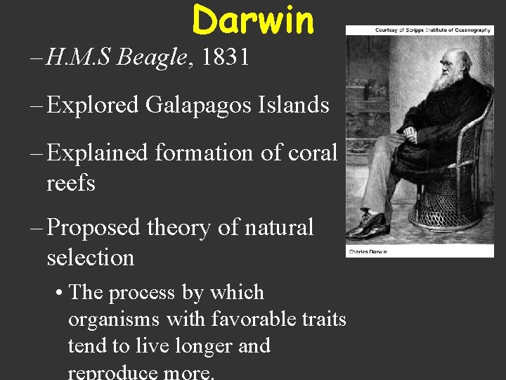 Darwin – H. M. S Beagle, 1831 – Explored Galapagos Islands – Explained formation