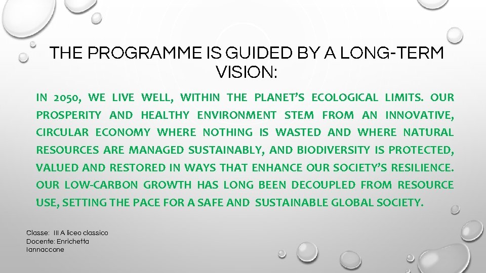 THE PROGRAMME IS GUIDED BY A LONG-TERM VISION: IN 2050, WE LIVE WELL, WITHIN