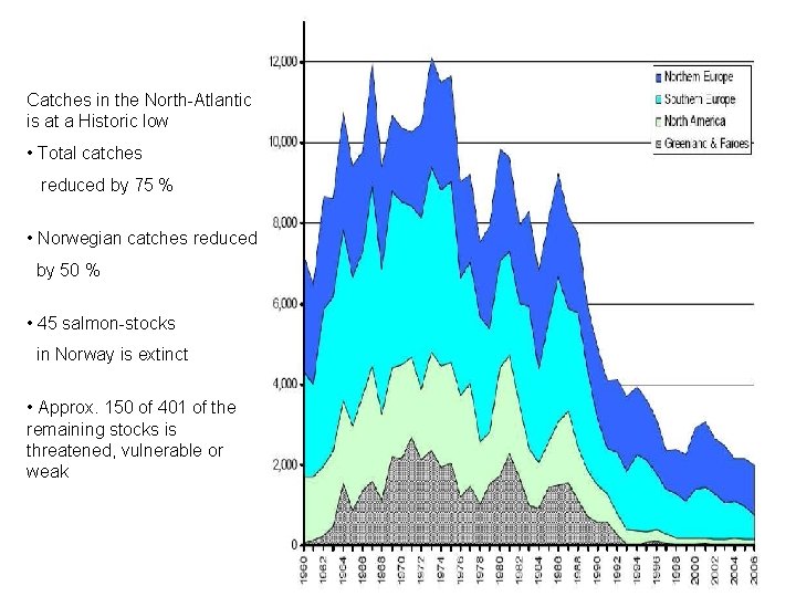Catches in the North-Atlantic is at a Historic low • Total catches reduced by