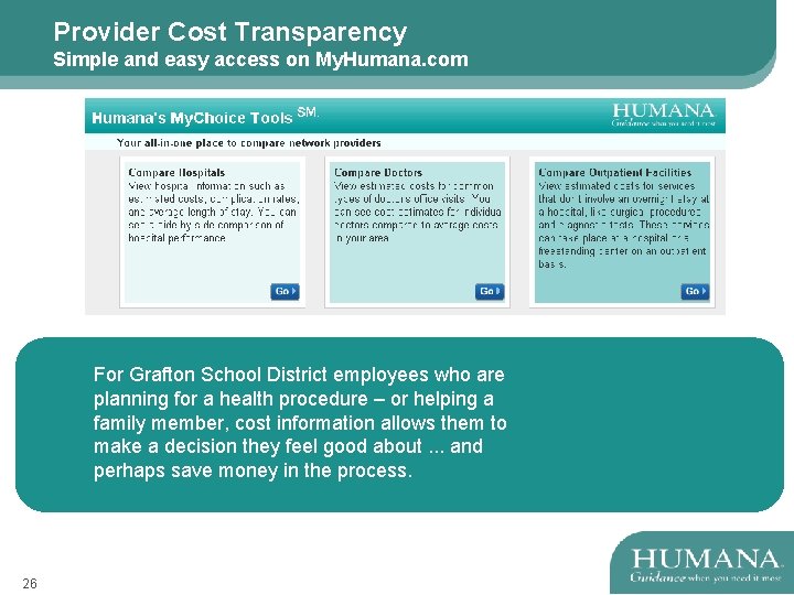 Provider Cost Transparency Simple and easy access on My. Humana. com For Grafton School