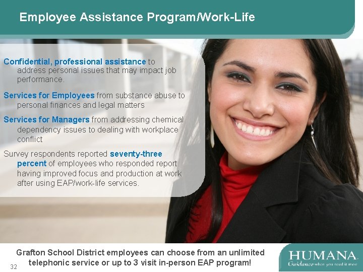 Employee Assistance Program/Work-Life Confidential, professional assistance to address personal issues that may impact job
