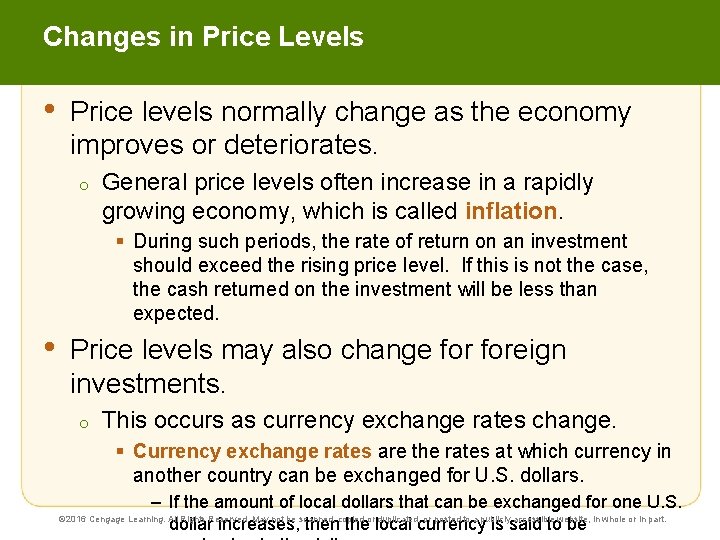 Changes in Price Levels • Price levels normally change as the economy improves or