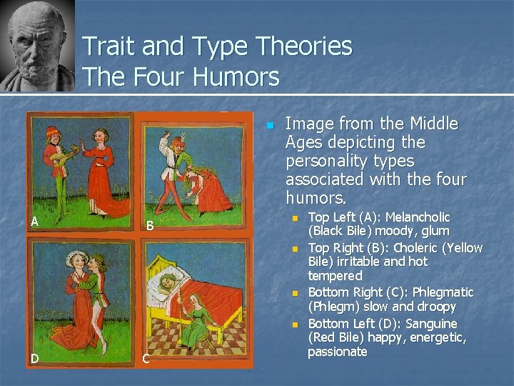 Trait and Type Theories The Four Humors n A B Image from the Middle