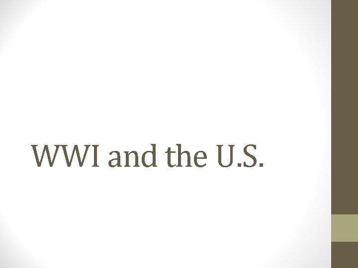 WWI and the U. S. 