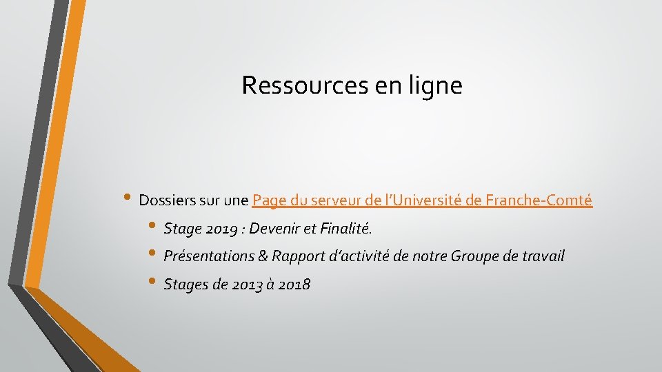 Ressources en ligne • Dossiers sur une Page du serveur de l’Université de Franche-Comté