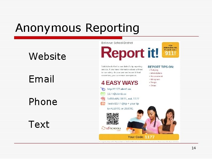 Anonymous Reporting Website Email Phone Text 14 