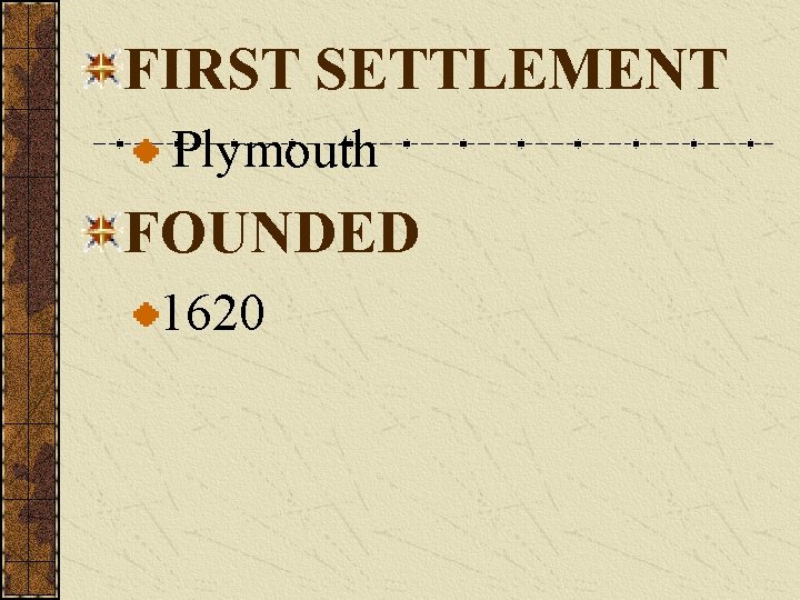 FIRST SETTLEMENT Plymouth FOUNDED 1620 