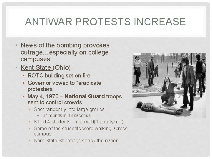 ANTIWAR PROTESTS INCREASE • News of the bombing provokes outrage…especially on college campuses •