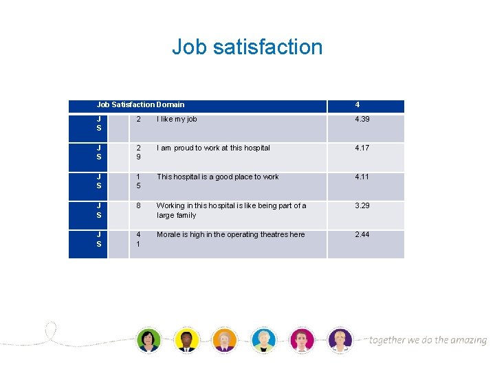 Job satisfaction Job Satisfaction Domain 4 J S 2 I like my job 4.