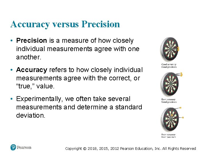 Accuracy versus Precision • Precision is a measure of how closely individual measurements agree