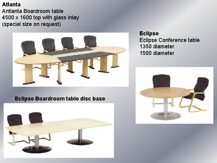 Atlanta Antlanta Boardroom table 4500 x 1600 top with glass inlay (special size on Atlanta Antlanta Boardroom table 4500 x 1600 top with glass inlay (special size on