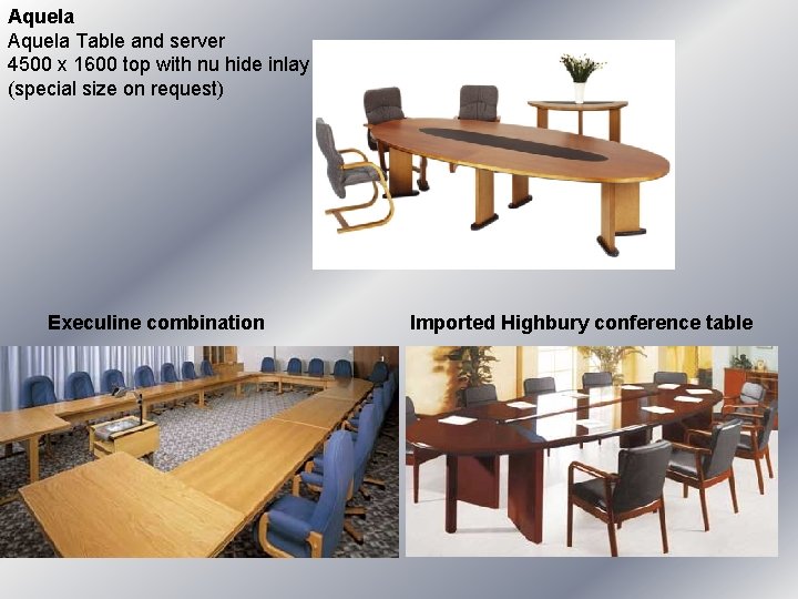 Aquela Table and server 4500 x 1600 top with nu hide inlay (special size Aquela Table and server 4500 x 1600 top with nu hide inlay (special size