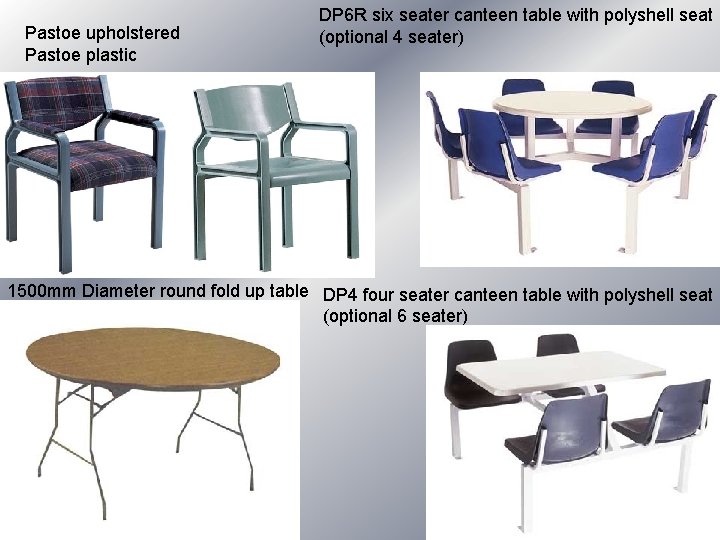 Pastoe upholstered Pastoe plastic DP 6 R six seater canteen table with polyshell seat Pastoe upholstered Pastoe plastic DP 6 R six seater canteen table with polyshell seat