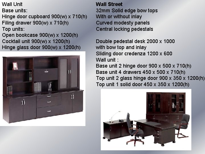 Wall Unit Base units: Hinge door cupboard 900(w) x 710(h) Filing drawer 900(w) x Wall Unit Base units: Hinge door cupboard 900(w) x 710(h) Filing drawer 900(w) x