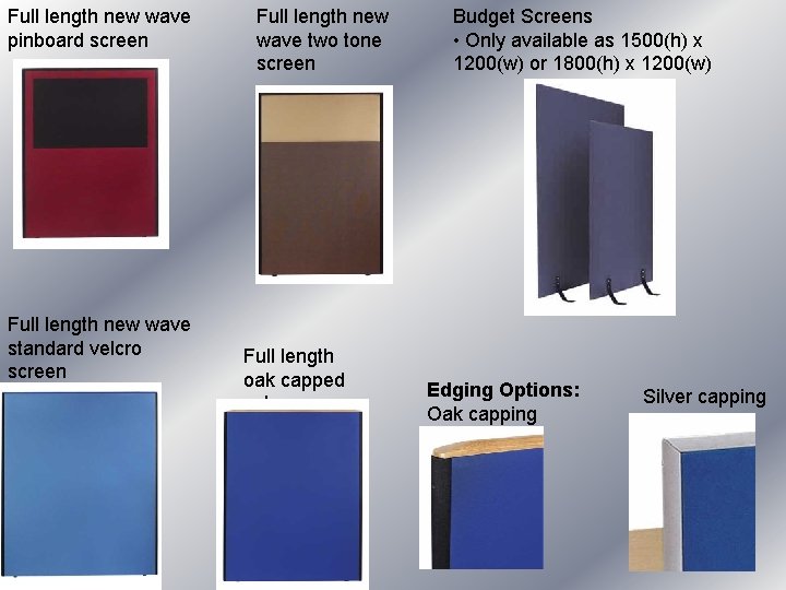 Full length new wave pinboard screen Full length new wave two tone screen Budget Full length new wave pinboard screen Full length new wave two tone screen Budget